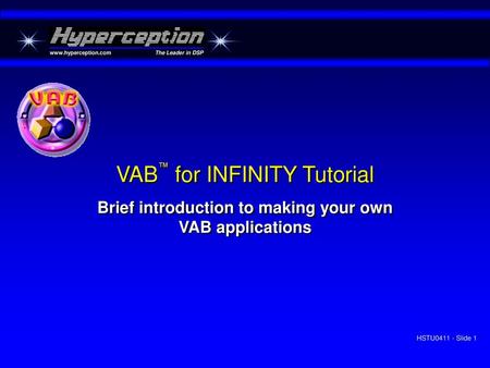 VAB™ for INFINITY Tutorial