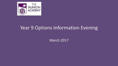 Year 9 Options Information Evening