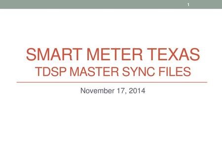 Smart Meter Texas TDSP Master sync fileS