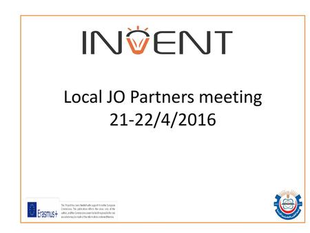 Local JO Partners meeting 21-22/4/2016