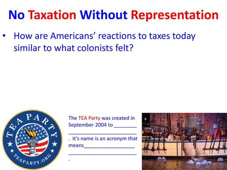 No Taxation Without Representation