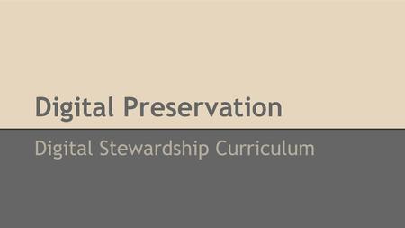 Digital Stewardship Curriculum