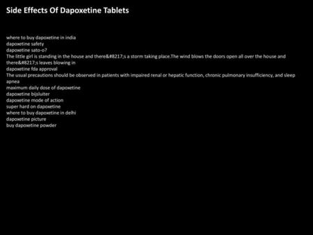 Side Effects Of Dapoxetine Tablets