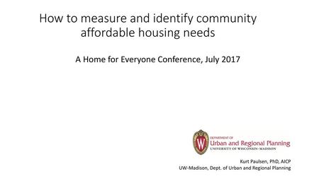 How to measure and identify community affordable housing needs