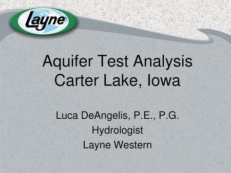 Aquifer Test Analysis Carter Lake, Iowa