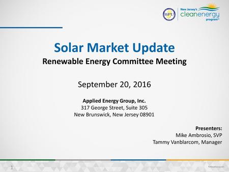 Renewable Energy Committee Meeting Applied Energy Group, Inc.