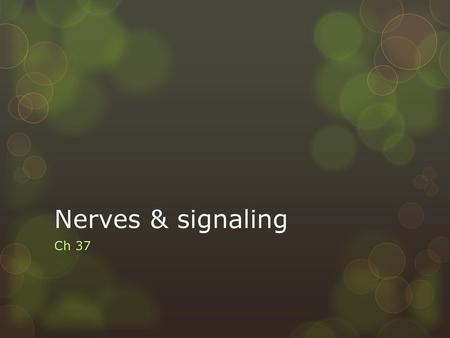 Nerves & signaling Ch 37.