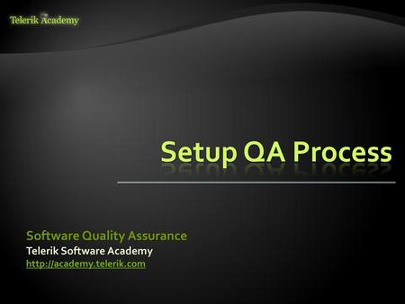 Setup QA Process Software Quality Assurance Telerik Software Academy