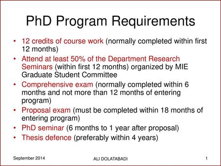 PhD Program Requirements