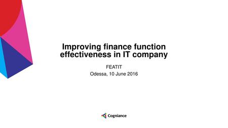 Improving finance function effectiveness in IT company