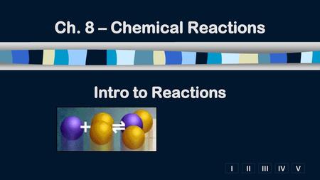 Ch. 8 – Chemical Reactions