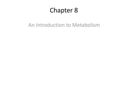 An Introduction to Metabolism