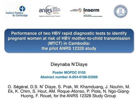 Performance of two HBV rapid diagnostic tests to identify pregnant women at risk of HBV mother-to-child transmission (MTCT) in Cambodia: the pilot ANRS.