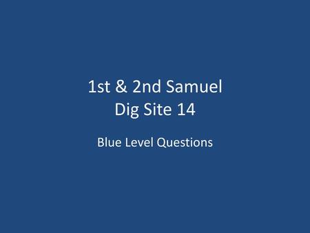 1st & 2nd Samuel Dig Site 14 Blue Level Questions.