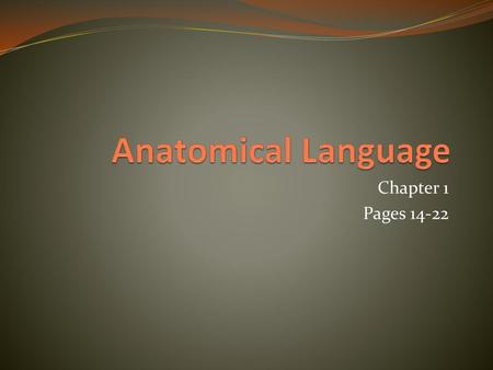 Anatomical Language Chapter 1 Pages 14-22.