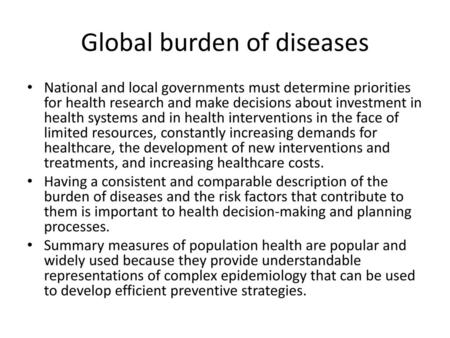 Global burden of diseases