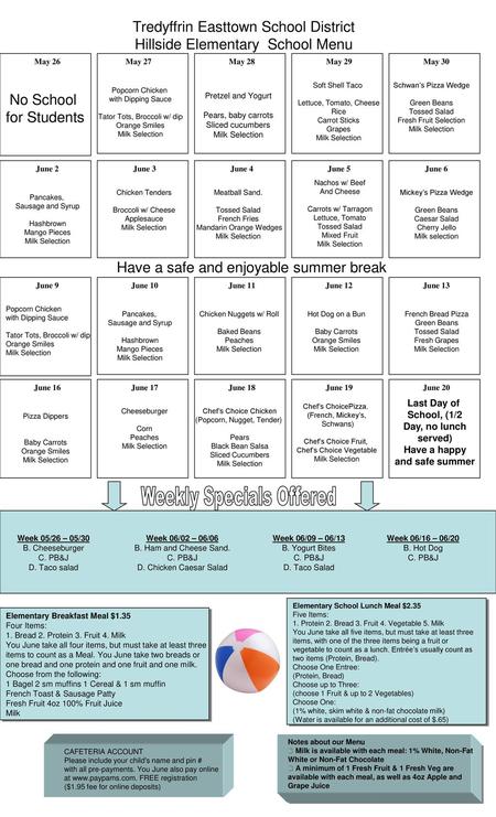 Tredyffrin Easttown School District Hillside Elementary School Menu