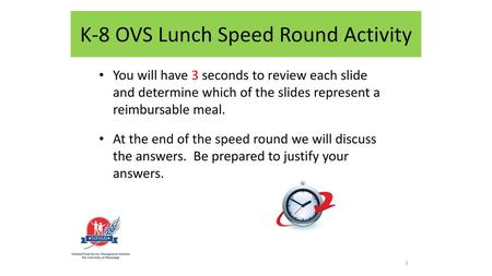 K-8 OVS Lunch Speed Round Activity