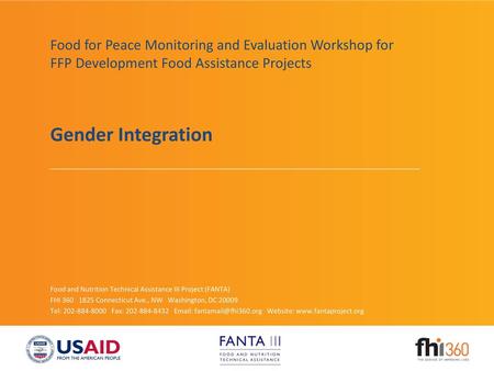 Food for Peace Monitoring and Evaluation Workshop for