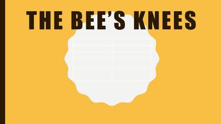 The BEE’S KNEES.