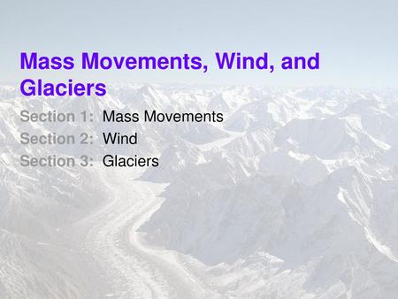 Mass Movements, Wind, and Glaciers