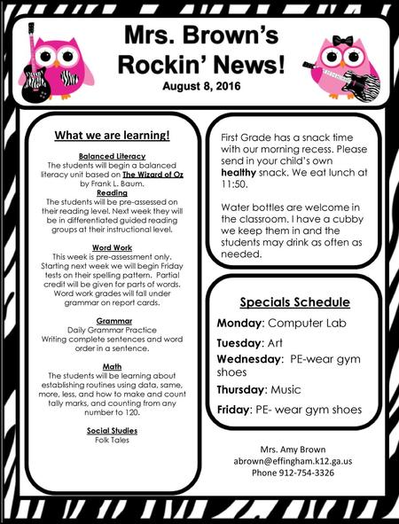 Mrs. Brown’s Rockin’ News!