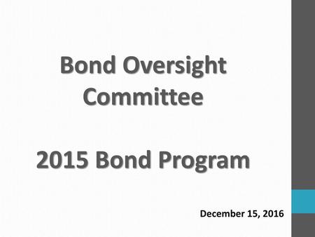 Bond Oversight Committee