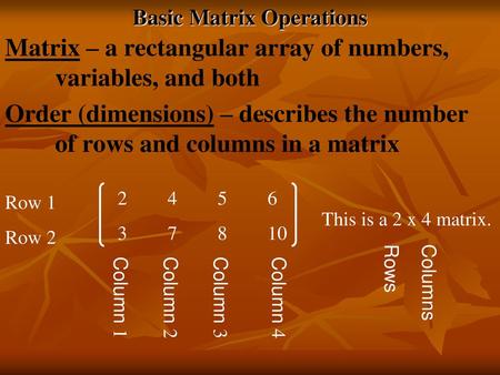 Basic Matrix Operations