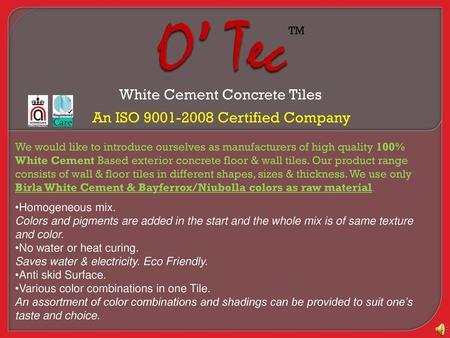 White Cement Concrete Tiles