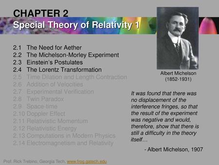 CHAPTER 2 Special Theory of Relativity 1