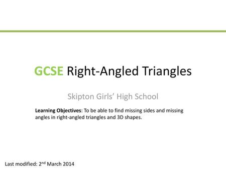 GCSE Right-Angled Triangles