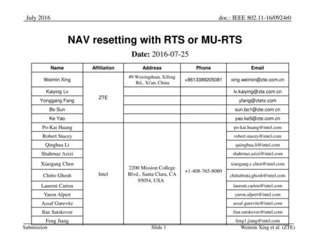 NAV resetting with RTS or MU-RTS