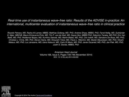 Real-time use of instantaneous wave–free ratio: Results of the ADVISE in-practice: An international, multicenter evaluation of instantaneous wave–free.