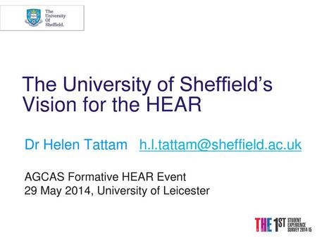 The University of Sheffield’s Vision for the HEAR