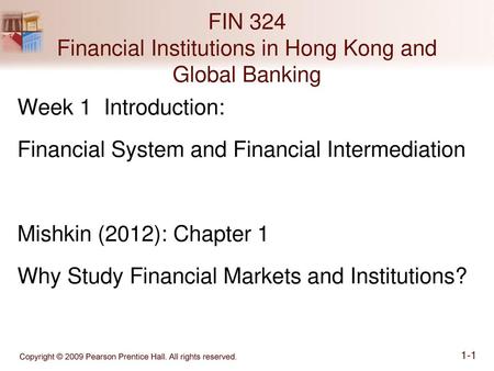 FIN 324 Financial Institutions in Hong Kong and Global Banking