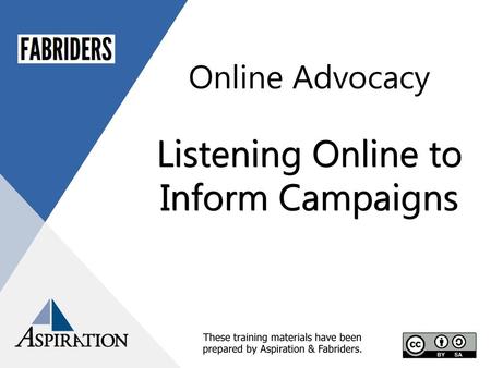 Listening Online to Inform Campaigns