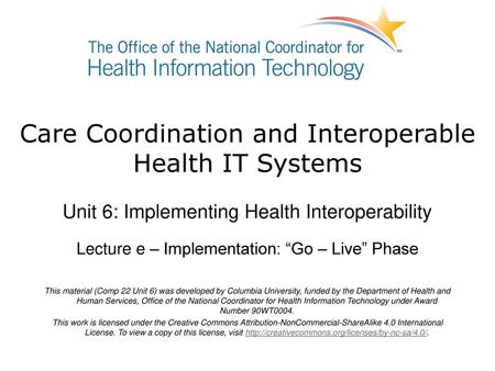 Care Coordination and Interoperable Health IT Systems