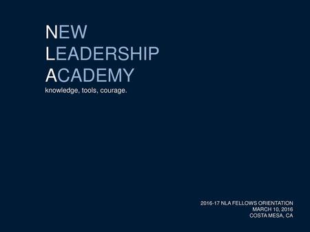 NEW LEADERSHIP ACADEMY knowledge, tools, courage.