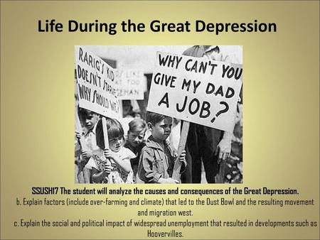 Life During the Great Depression