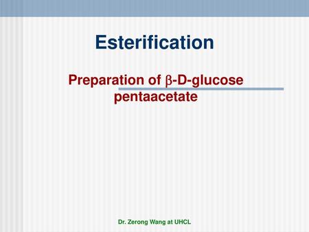 Preparation of -D-glucose pentaacetate