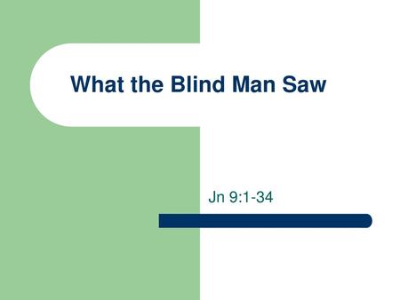 What the Blind Man Saw Jn 9:1-34.