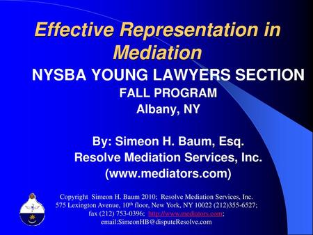 Effective Representation in Mediation