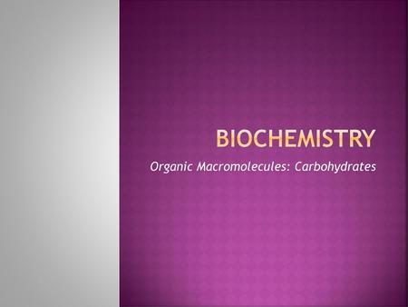 Organic Macromolecules: Carbohydrates