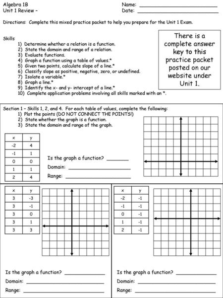 Algebra 1B				Name:  _________________________