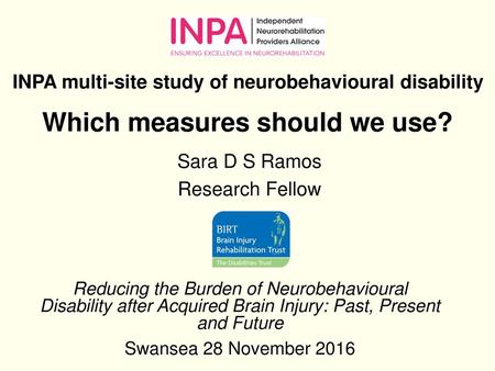 INPA multi-site study of neurobehavioural disability