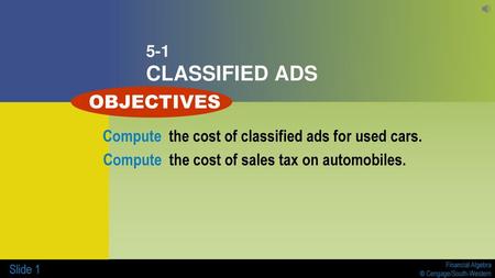 OBJECTIVES 5-1 CLASSIFIED ADS