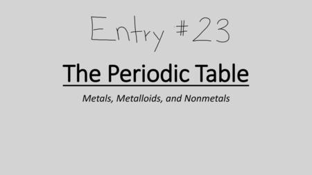 Metals, Metalloids, and Nonmetals