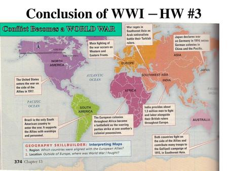 Conclusion of WWI – HW #3 Conflict Becomes a WORLD WAR.