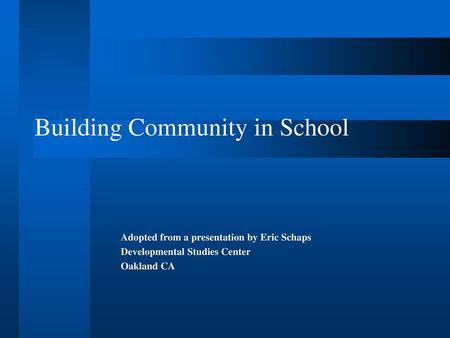 Building Community in School