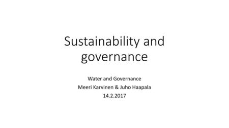 Sustainability and governance